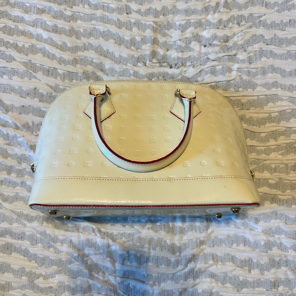 Arcadia cream and red Leather Bag